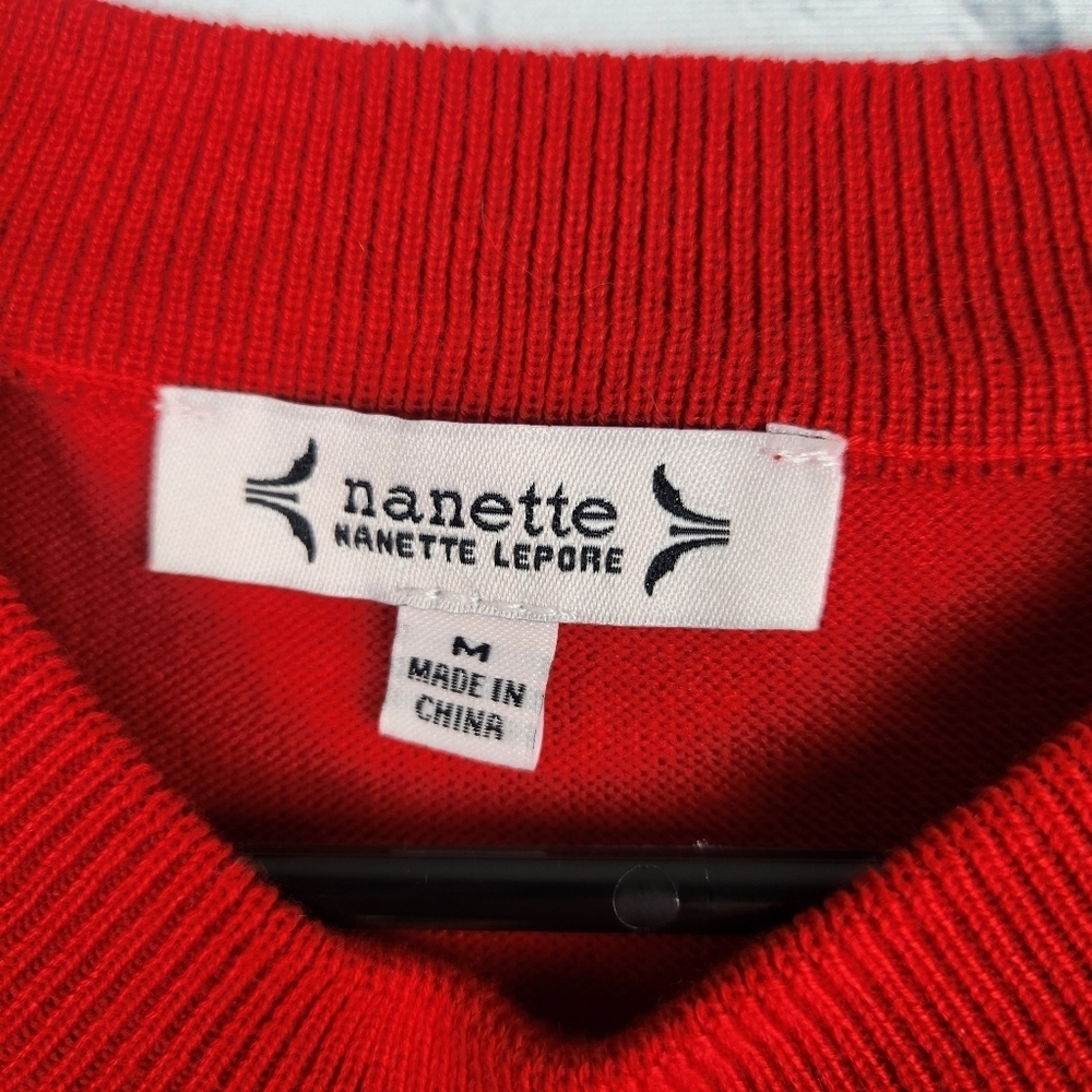 NWT Nanette Lepore Size M Red Kiss Me Sweater - Picture 2 of 6